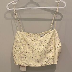 Aritzia Sun-deh Yellow Floral Spaghetti Strap Top